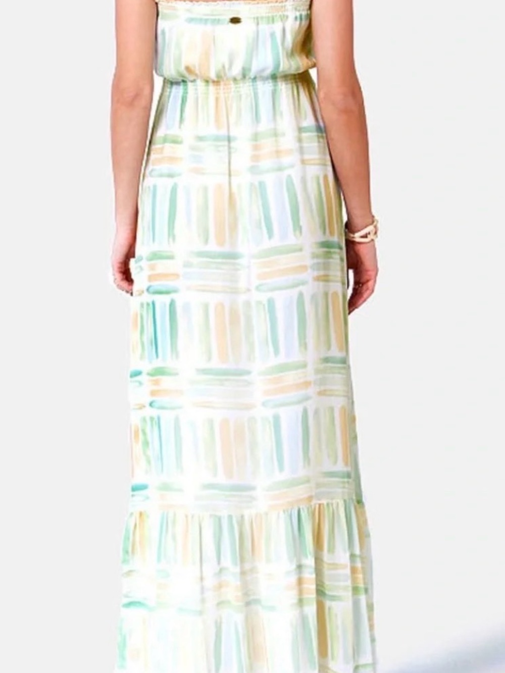 QUIKSILVER Pastel Brushstroke strapless Maxi Dress - Mint & Peach